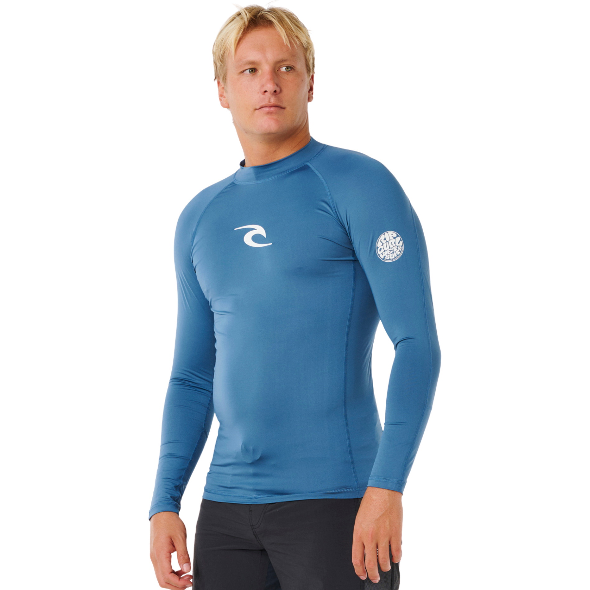 2026 Rip Curl Männer Waves UPF Performance Langarm-Lycra-Weste 16FMRV - Bluefin